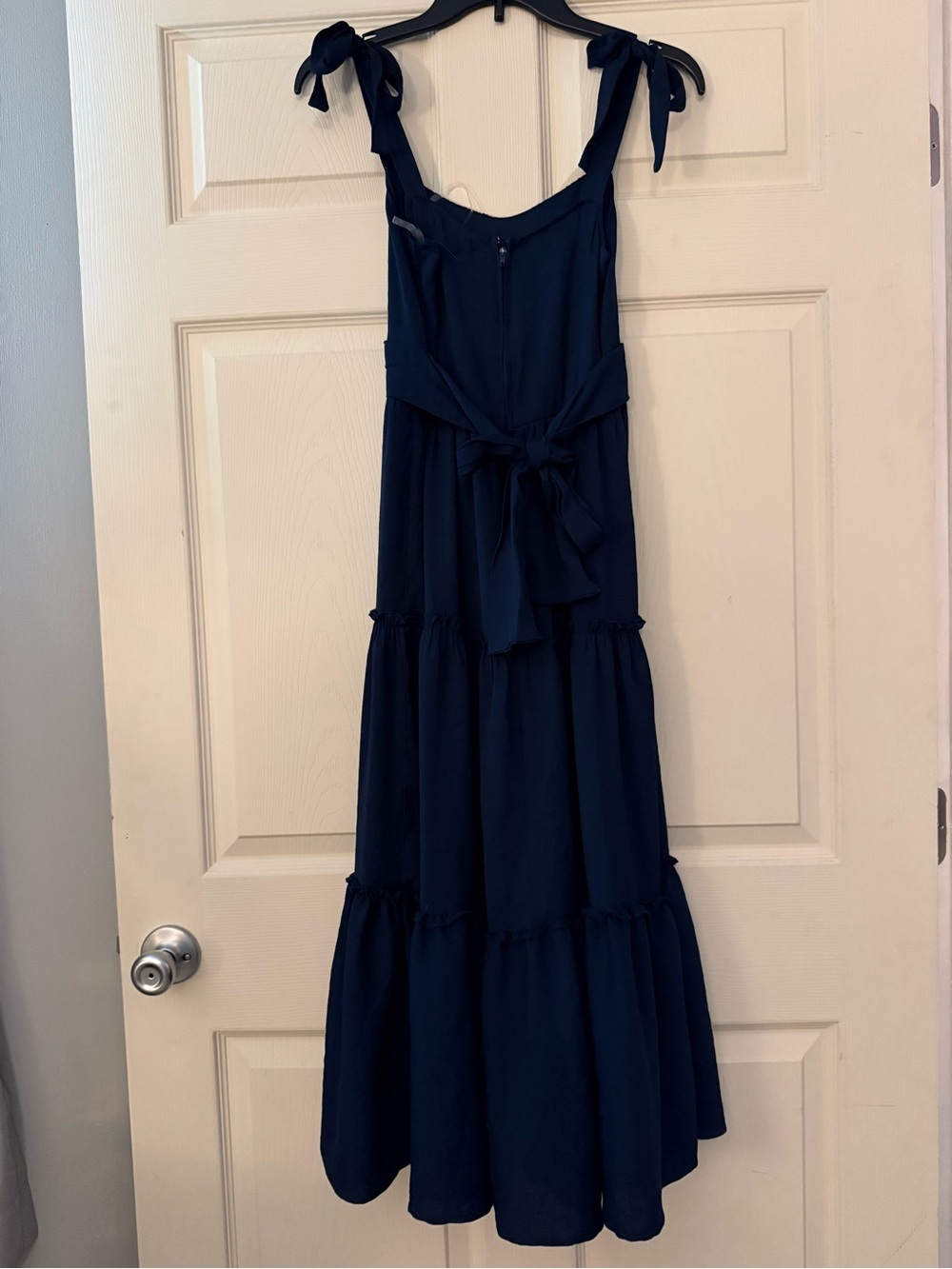 TRIXXI Navy Blue Tie Strap Tiered Maxi Dress | Size Small